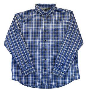 Chaps Mens Blue Plaid Long Sleeve Button-Down Shirt XL Nylon/Polyester